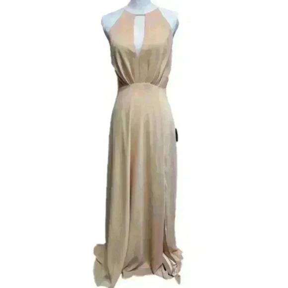 NWT LULUS Aim for amour champagne halter maxi dress, medium. NWT - Picture 1 of 13